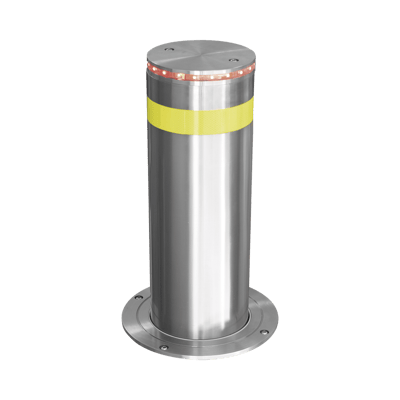 Bolardo Hidráulico Antiembestida 220 mm × 600 mm / Acero Inoxidable 304 / 200,000 J de Resistencia al Impacto / Bomba Hidráulica Integrada / Ciclo de 4 seg / 100 Ciclos por Hora