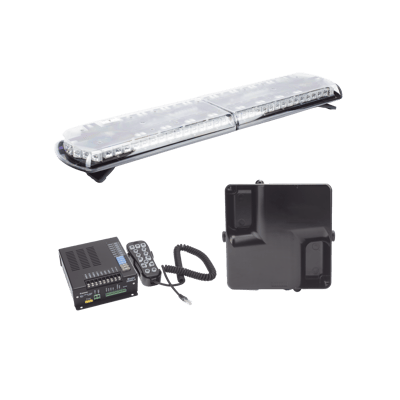 Kit de Sirena Vehicular H2 Covert, Bocina ultradelgada y Torreta 48" Serie 12 con 130 LED, dual color rojo/azul/claro/ambar, ideal para equipar unidades de policia