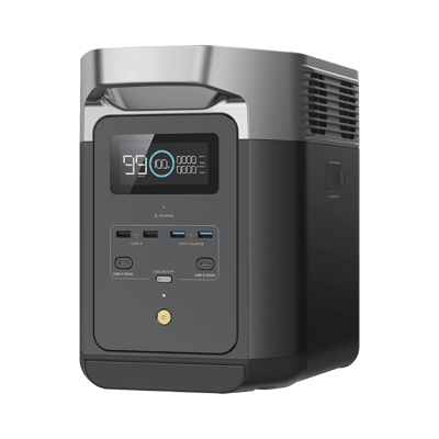 EcoFlow DELTA 2 MAX | Estación de Energía Portátil 2048Wh Litio LFP / 6 AC 2400 W (Max. 3400W) / 2 USB-C 100W / Capacidad para Aumentar Respaldo / Soporta Cargador de Coche 10A a 12.6V / Conectividad WiFi y Bluetooth (App) / Carga Sol