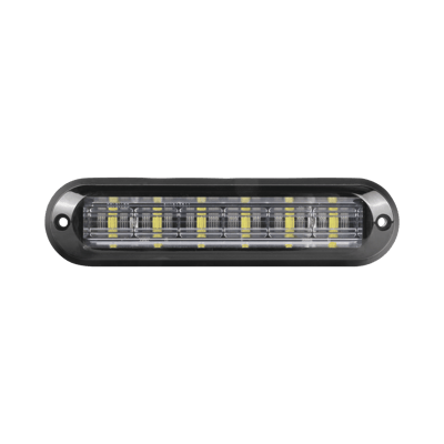 Luz Auxiliar Ultra Brillante  IP67 de 6 LEDs, Color Rojo/Azul, con mica transparente y bisel negro