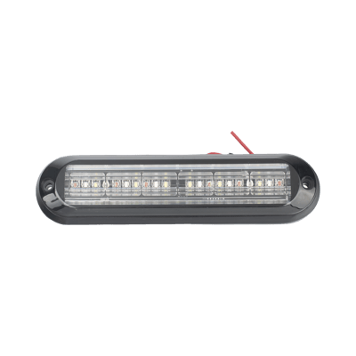 Luz Auxiliar, Ultra Brillante, IP67, 18 LEDs, Tricolor, Color Rojo/Claro/Azul, con mica transparente y bisel negro