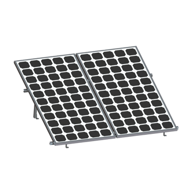 Montaje para 2 Paneles Solares, Riel "8" de 2700mm para Módulos con Espesor de 30-35mm, Velocidad de Viento Máx. 136km/h