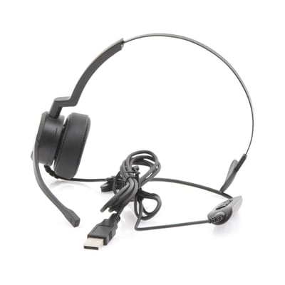 Audífonos USB de Diadema MONO con Audio HD / Micrófono con Cancelación de Ruido / Calidad para uso en Oficina