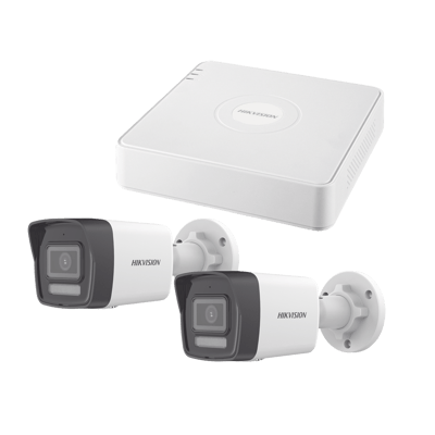 Kit IP 1080p (2 Megapixel) / NVR de 4 Canales con 4 Puertos PoE / 2 Cámaras Bala IP con Microfono Integrado / ColorVu Lite y ACUSENSE Lite