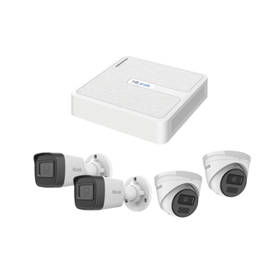 Kit IP 2 Megapixel / NVR de 8 Canales con 8 Puertos PoE / 2 Cámaras IP Bala para Exterior / 2 Cámaras IP Domo para Exterior