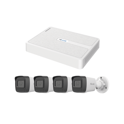 Kit IP 2 Megapixel / NVR de 8 Canales con 8 Puertos PoE  / 4 Cámaras IP Bala para Exterior