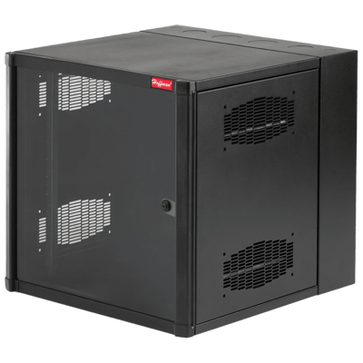 Gabinete AccessPlus de 12 UR Montaje en Pared de 19in, Rieles Numerados y Roscados #10-32, Puerta con Ventana de Seguridad, 600 mm de Ancho, 762 mm de Profundidad, 12 UR, Color Negro