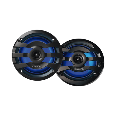 Par de altavoces fabricados en grado marinos en rejilla color negro de 6.5" con iluminación led,  potencia máxima de 260 W