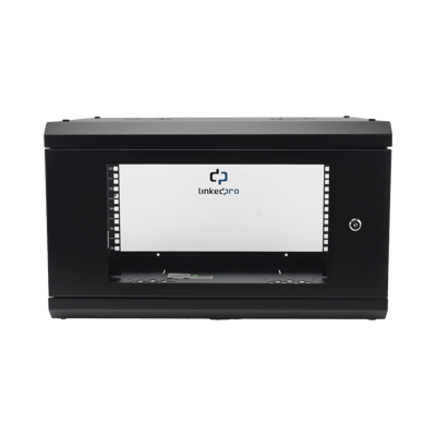 Gabinete de Pared con Puerta de Cristal Templado, 455mm de Profundidad, 6U Rack de 19'', Acero Reforzado