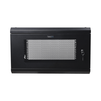 Gabinete de Pared de 6U con Puerta Perforada, 455 mm de Profundidad Total, Rack de 19'', Acero Reforzado Color Negro