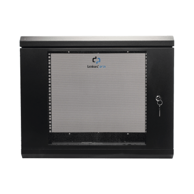 Gabinete de Pared de 9U con Puerta de Cristal Templado, 455 mm de Profundidad, Rack de 19'', Acero Reforzado Color Negro.
