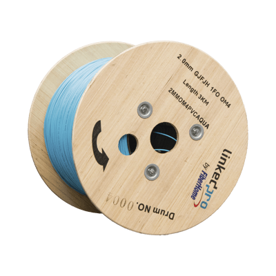 Fibra Óptica Multimodo OM4, 2 mm, Simplex, Tight Buffer, 900 micras, Color Aqua, Precio Por Metro, (Hasta 2000 Metros en un Solo Tramo de Cable)