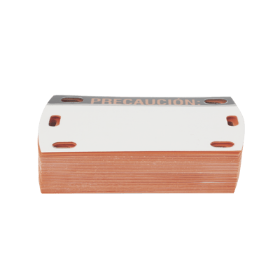 Etiqueta Autolaminada para Identificación de Fibra Óptica Paquete de 25 Piezas, Para Uso Interior/Exterior, Dimensiones de 90 x 50 mm (3.54 x 1.97 Pulgadas), Color Negro con Naranja