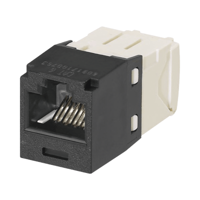 Conector Jack RJ45 Estilo TG, Mini-Com, Categoría 6, de 8 Posiciones y 8 Cables, Color Negro