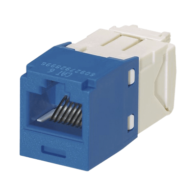 Conector Jack RJ45 Estilo TG, Mini-Com, Categoría 6, de 8 Posiciones y 8 Cables, Color Azul