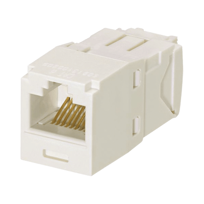 Conector Jack RJ45 Estilo TG, Mini-Com, Categoría 6, de 8 Posiciones y 8 Cables, Color Blanco Mate