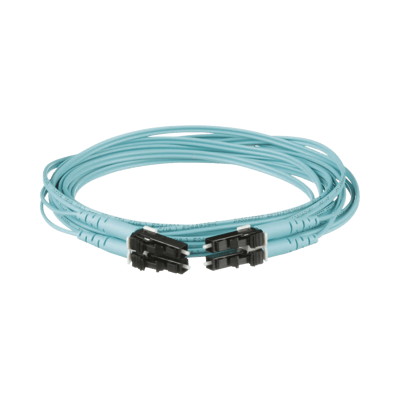 Jumper de Fibra Optica Multimodo 50/125 OM3, LC-LC Duplex, OFNR (Riser), Color Aqua, 3 Metros (9.84 Pies)