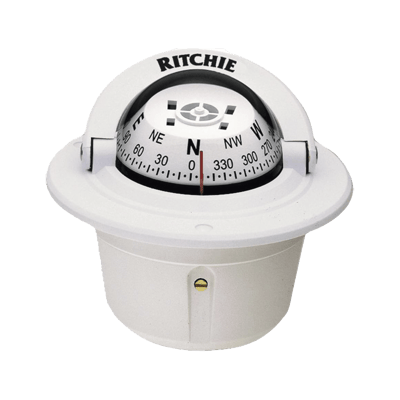 Brújula de Navegación Maritima Serie Explorer / Montaje Empotrado / Color Blanco / 2 3/4" (70 mm) Dial Directo / Iluminación Nocturna Verde / Imanes DirectiveForce / Montaje 3.75" (9.53 cm) / Compensadores Internos / Constru