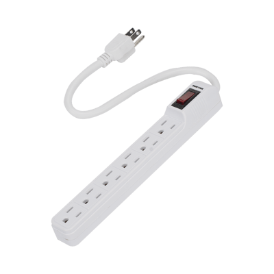 Multicontacto con cable 30 cm. 6 tomas 127 Vca línea, tierra, neutro 15 A max.