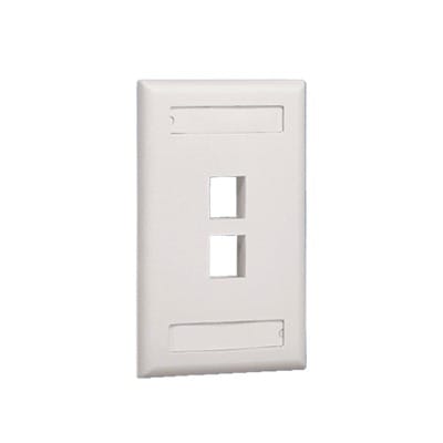 Placa de Pared Vertical, Salida Para 2 Puertos Keystone, Con Espacios Para Etiquetas, Color Blanco