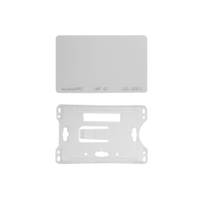 Kit de  Tag UHF tipo Tarjeta para lectoras de largo alcance 900 MHZ / EPC GEN 2 / ISO 18000 6C / No imprimible / Incluye porta tarjeta · ACCESSPRO