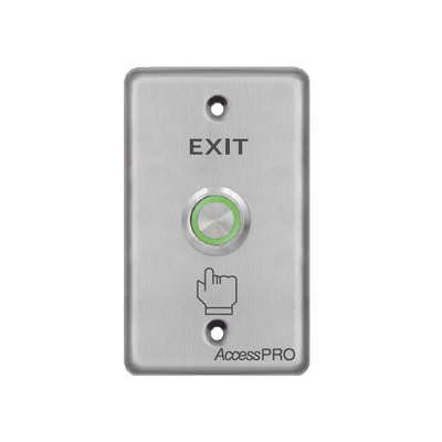 Botón de Aro Iluminado Color Verde/ IP65 / Diseño Elegante / NO,COM,NC · ACCESSPRO