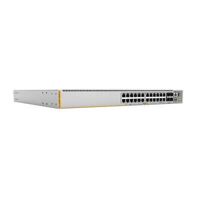 Switch L3 Stackable Switch, 20x 10/100/1000-T PoE++, 4x 100M/1G/2.5G/5G-T PoE++, 4x SFP+ Puertos con doble fuente hotswap · ALLIED TELESIS