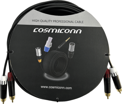 Cable 2 RCA x 2 RCA, conectores negros, con diferenciador de blanco y rojo (2x MT380-RD - 2x MT380-WH), length 5m · COSMICONN