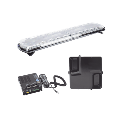 Kit de Sirena Vehicular H2 Covert, Bocina ultradelgada y Torreta 48" Serie 12 con 130 LED, dual color rojo/azul/claro/ambar, ideal para equipar unidades de policia · ECCO