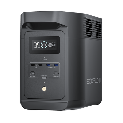 Estación de Energía Portátil de 980Wh Litio LFP / 10 Puertos AC 500 W (Max. 1000W) / 2 USB-C 100W / Cargador de Coche 10A a 12.6V / Conectividad WiFi y Bluetooth (App) / Carga Solar 500W Max. · ECOFLOW