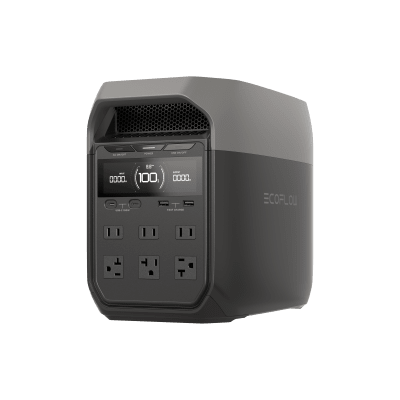 Estación de Energía Portátil Delta 3 1024Wh Litio LFP / 6 AC 1800 W (Max. 2200W) / 2 USB-C 100W / Capacidad para Aumentar Respaldo / Cargador de Coche 10A a 12.6V / Conectividad WiFi y Bluetooth (App) / Carga Solar 500W Max. · ECOFLOW
