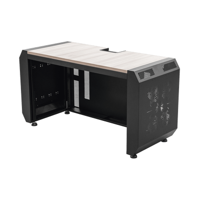 Consola Profesional para Monitoreo o Computo | Ranura para Base de Monitores | Microperforaciones | Luces LED Decorativas | Tomacorriente HTCM1U10C | Tapas Organizadoras de Cables | Niveladores | Rack para Montaje de Equipos | Ranura Pasaca · EPCOM INDUSTRIAL