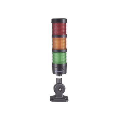 Torre LED Indicadora de estado de 3 niveles color Rojo, Ámbar y Verde, con Buzzer integrado a 85 dB,  a 110-240 VCA con Montaje incluido de 60 mm de diámetro · EPCOM INDUSTRIAL SIGNALING