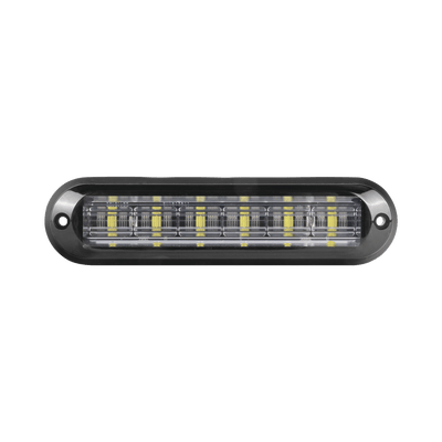 Luz Auxiliar Ultra Brillante  IP67 de 6 LEDs, Color Rojo/Azul, con mica transparente y bisel negro · EPCOM INDUSTRIAL SIGNALING