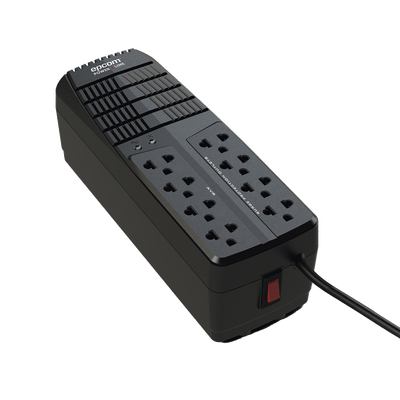 Regulador de Voltaje 2000 VA-1000 W / 4 Contactos con AVR / 4 Contactos con Supresor de Picos / Protección RJ11 · EPCOM POWERLINE