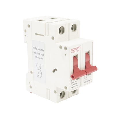Protección Térmica/ Interruptor 2P, 20 A,  Corriente Directa  800 Vcc para Aplicación Fotovoltaica Montaje Riel DIN · EPCOM POWERLINE