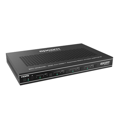 Matriz HDMI 4×4 | Video Wall | Seamless Switch | 10 Modos de Visualización |  4K@60Hz 4:4:4 | HDMI 2.0b y HDCP 2.2 | Control vía Web, IR, RS-232 y TCP/IP · EPCOM PROAUDIO