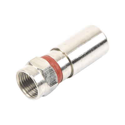 Conector F Macho de Compresión, Metálico para cable RG-6, Cuerpo de Bronce Niquelado. · EPCOM TITANIUM