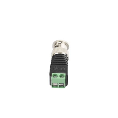 Adaptador de conector BNC macho a 2 terminales-tornillo para cables AWG-26-14, en aplicaciones Video Vigilancia, Níquel/ Oro/  PTFE y PVC. · EPCOM TITANIUM