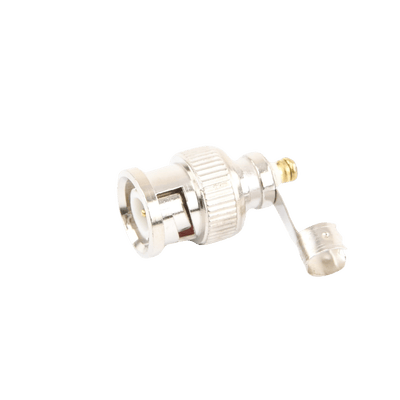 Conector BNC macho en 75 Ohm, para cable coaxial RG-59 / Con base de alivio negra de PVC, Níquel/ Oro/ PTFE. · EPCOM TITANIUM