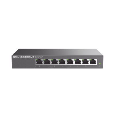 Switch PoE+ Gigabit No Administrable / 8 puertos 10/100/1000 Mbps / 4 puertos PoE+ /  hasta 60W · GRANDSTREAM