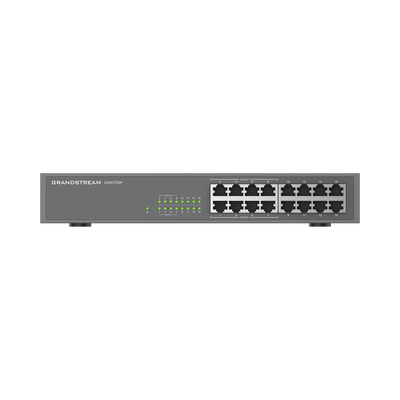 Switch PoE+ 16 Puertos Gigabit No Administrable / 8 puertos 10/100/1000 Mbps / 8 puertos PoE+ / hasta 145W · GRANDSTREAM