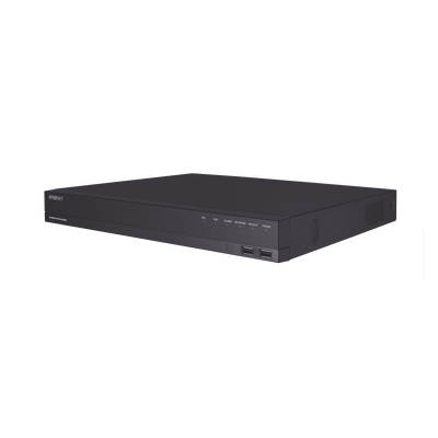 NVR 16 canales grabacion hasta 8MP / H.265 / P2P Wisenet / 16 puertos PoE Plug and Play / 80 Mbps para grabacion. · HANWHA VISION