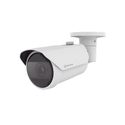 Camara Bala IP 8MP con funciones IA / Lente Motorizado 3.2 a 10.2 mm / WDR 120dB / H.265 / RanuraSD / Protección IP66 IK10 / IR 30m · HANWHA VISION