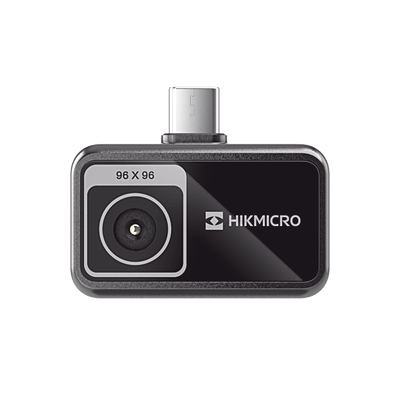 MiniE - Cámara Termográfica para Smartphone / Resolución IR 96 x 96 (9,216 píxeles) / SuperIR / Rango de -20°C a 400°C / Precisión ±2°C o ±2% / Compatible iOS y Android / Paleta Personalizable · HIKMICRO