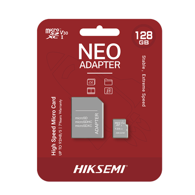 Memoria microSD con Adaptador Ideal para Celular o Tablet / 128 GB / Multipropósito / Clase 10 / 92 MB/s Lectura / 50 MB/s Escritura · HIKSEMI by HIKVISION