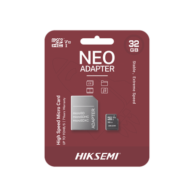 Memoria microSD con Adaptador Ideal para Celular o Tablet / 32 GB / Multipropósito / Clase 10 / 92 MB/s Lectura / 50 MB/s Escritura · HIKSEMI by HIKVISION