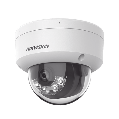 [Dual Light + 2 Micrófonos Integrados] Domo IP 4 Megapixel / Lente 2.8 mm / 30 mts Luz Blanca + 30 mts IR / ACUSENSE / Exterior IP67 / IK10 / WDR 120 dB / PoE / ONVIF / Micro SD / Metal / ACUSEEK · HIKVISION