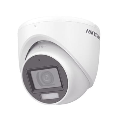 [Dual Light + ColorVu] Turret TURBOHD 3K (5 Megapixel) / Lente 2.8 mm / 30 mts IR + 20 mts Luz Blanca / Gran Angular 104.9° / Exterior IP67 / Micrófono Integrado / dWDR / 4 Tecnologías / Metal · HIKVISION