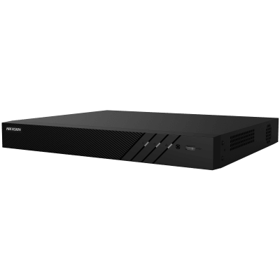 NVR 8 Megapixel (4K) (Compatible con Cámaras ACUSENSE) / 16 canales IP / 16 Puertos PoE+ / 2 Bahías de Disco Duro / Salida de Vídeo en 4K / 300 Metros PoE Modo Extendido · HIKVISION